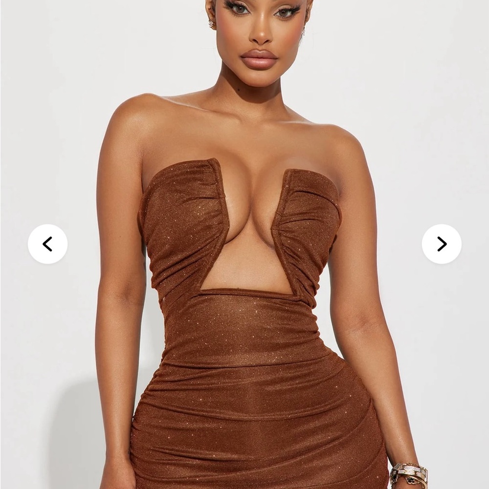 Corrine Ruched Midi Dress - Copper
